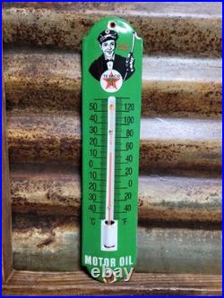 Vintage Texaco Porcelain Sign Old 12 Thermometer Motor Oil Gas Pump Station