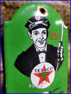 Vintage Texaco Porcelain Sign Old 12 Thermometer Motor Oil Gas Pump Station