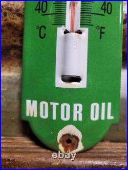 Vintage Texaco Porcelain Sign Old 12 Thermometer Motor Oil Gas Pump Station