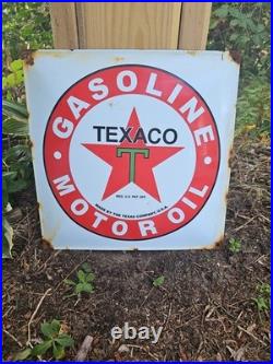 Vintage Texaco Porcelain Sign Old Motor Oil Gas Pump Plate Service 12x 12 Sign Vintage Texaco Porcelain Sign Old Motor Oil Gas Pump Plate Service 12x 12 Sign