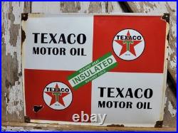 Vintage Texaco Porcelain Sign Old Motor Oil Gas Pump Plate Service Advertising