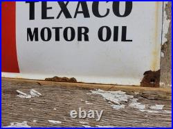 Vintage Texaco Porcelain Sign Old Motor Oil Gas Pump Plate Service Advertising
