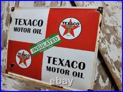 Vintage Texaco Porcelain Sign Old Motor Oil Gas Pump Plate Service Advertising