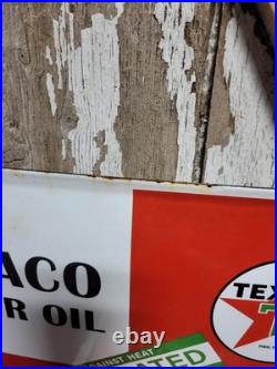 Vintage Texaco Porcelain Sign Old Motor Oil Gas Pump Plate Service Advertising