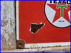 Vintage Texaco Porcelain Sign Old Motor Oil Gas Pump Plate Service Advertising