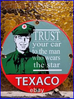 Vintage Texaco Porcelain Sign Rare 1962 Old Filling Station Oil Gas Pump Plate