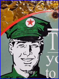 Vintage Texaco Porcelain Sign Rare 1962 Old Filling Station Oil Gas Pump Plate