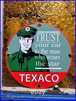 Vintage Texaco Porcelain Sign Rare 1962 Old Filling Station Oil Gas Pump Plate