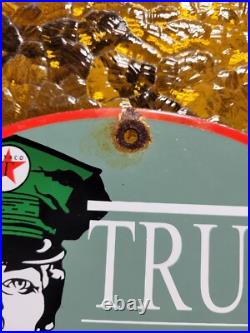 Vintage Texaco Porcelain Sign Rare 1962 Old Filling Station Oil Gas Pump Plate