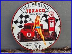 Vintage Texaco Porcelain Sign Route 66 Full Service Gas Station Pump Highway USA