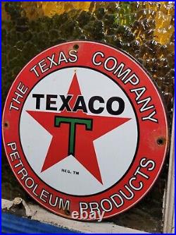 Vintage Texaco Porcelain Sign Star Big Oil Gas Station Petrol Service Pump Plate
