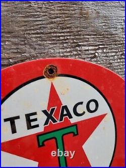 Vintage Texaco Porcelain Sign Texas Motor Oil Gas Garage Service Pump Ethyl 12