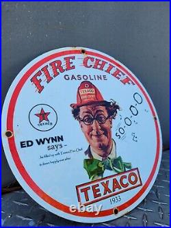 Vintage Texaco Porcelain Sign Texas Oil Company Gasoline Station Pump Plate USA