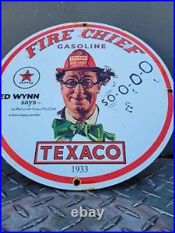 Vintage Texaco Porcelain Sign Texas Oil Company Gasoline Station Pump Plate USA