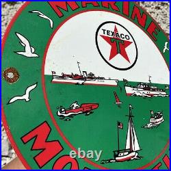 Vintage Texaco Porcelain Sign USA Oil Marine Boat Gas Pump Plate Petroliana 12