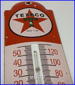 Vintage Texaco Porcelain Thermometer Steel Gas Oil Garage Pump Plate Sign