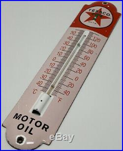Vintage Texaco Porcelain Thermometer Steel Gas Oil Garage Pump Plate Sign