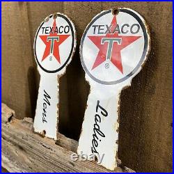 Vintage Texaco Restroom Key Fob Holder Porcelain Sign Oil Gas Pump Petroliana