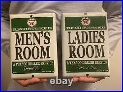 Vintage Texaco Restroom Keys Porcelain Sign Gas Oil Ladies Mens Pump Plate Motor
