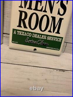 Vintage Texaco Restroom Keys Porcelain Sign Gas Oil Ladies Mens Pump Plate Motor