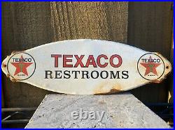 Vintage Texaco Restroom Porcelain Sign Door Plaque USA Oil Gas Station Pump Lube