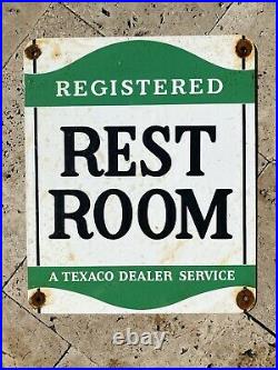 Vintage Texaco Restroom Porcelain Sign USA Oil Gas Pump Petroliana Service Texas