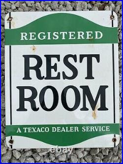 Vintage Texaco Restroom Porcelain Sign USA Oil Gas Pump Petroliana Service Texas