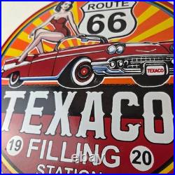 Vintage Texaco Route 66 Pin Up Porcelain Sign Chevy Gas Station Sign