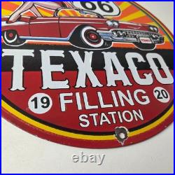 Vintage Texaco Route 66 Pin Up Porcelain Sign Chevy Gas Station Sign