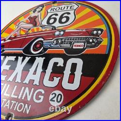 Vintage Texaco Route 66 Pin Up Porcelain Sign Chevy Gas Station Sign