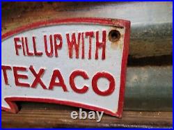 Vintage Texaco Sign Cast Iron Texas Gas Station Oil Service Fill Up Pump Arrow