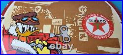 Vintage Texaco Sign Disney Duck Gasoline Service Gas Pump Porcelain Sign