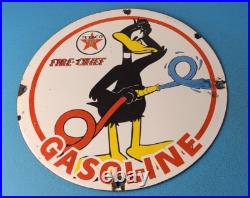 Vintage Texaco Sign Duck Fire Hose Gasoline Service Gas Pump Porcelain Sign
