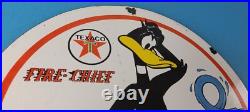 Vintage Texaco Sign Duck Fire Hose Gasoline Service Gas Pump Porcelain Sign
