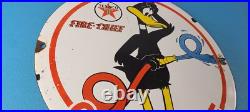 Vintage Texaco Sign Duck Fire Hose Gasoline Service Gas Pump Porcelain Sign