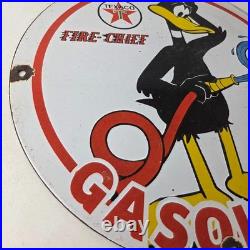 Vintage Texaco Sign Duck Fire Hose Gasoline Service Gas Pump Porcelain Sign