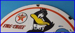 Vintage Texaco Sign Duck Fire Hose Gasoline Service Gas Pump Porcelain Sign