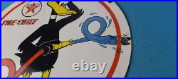 Vintage Texaco Sign Duck Fire Hose Gasoline Service Gas Pump Porcelain Sign