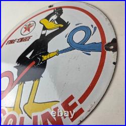 Vintage Texaco Sign Duck Fire Hose Gasoline Service Gas Pump Porcelain Sign