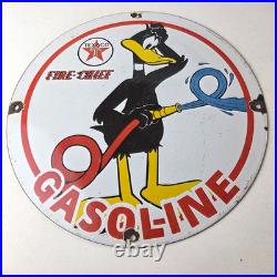 Vintage Texaco Sign Duck Fire Hose Gasoline Service Gas Pump Porcelain Sign