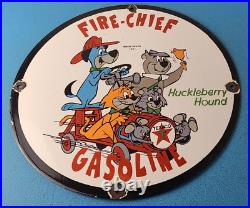 Vintage Texaco Sign Fire Chief Gasoline Service Gas Pump Plate Porcelain Sign