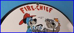 Vintage Texaco Sign Fire Chief Gasoline Service Gas Pump Plate Porcelain Sign