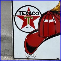 Vintage Texaco Sign Fire Chief Porcelain Pump Plate