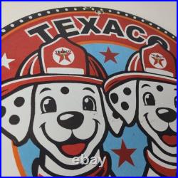 Vintage Texaco Sign Fire Station Dalmatian Dogs Porcelain Gas Pump Sign Vintage Texaco Sign Fire Station Dalmatian Dogs Porcelain Gas Pump Sign
