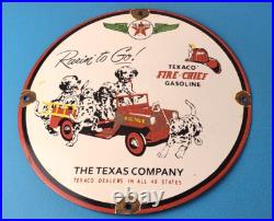 Vintage Texaco Sign Fire Station Sales Service Porcelain Gas Pump Sign