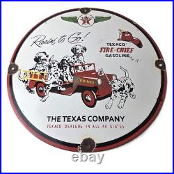 Vintage Texaco Sign Fire Station Sales Service Porcelain Gas Pump Sign