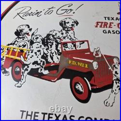 Vintage Texaco Sign Fire Station Sales Service Porcelain Gas Pump Sign