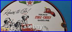 Vintage Texaco Sign Fire Station Sales Service Porcelain Gas Pump Sign