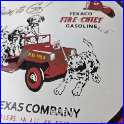 Vintage Texaco Sign Fire Station Sales Service Porcelain Gas Pump Sign