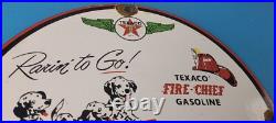 Vintage Texaco Sign Fire Station Sales Service Porcelain Gas Pump Sign
